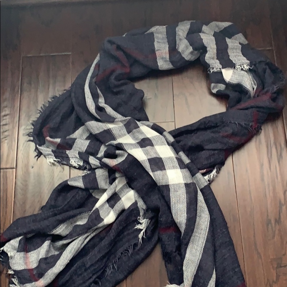 Navy, white and red scarf